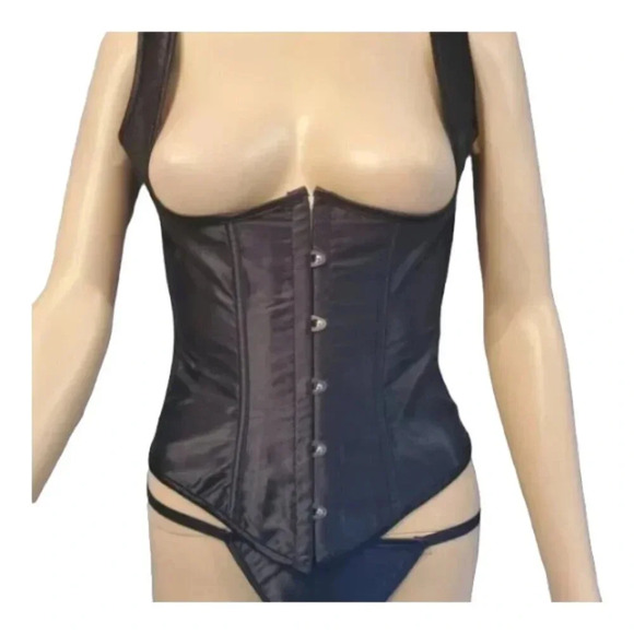 Black Under Bust Corset Lace Up high end fashion Lingerie - Picture 1 of 6